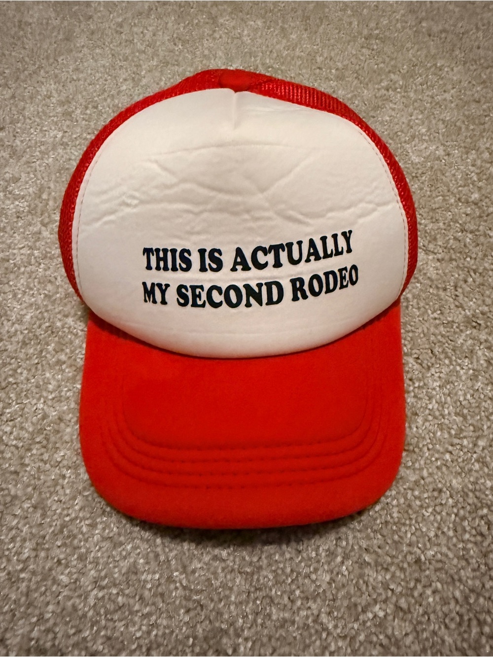 This Is Actually My Second Rodeo Foam Trucker Hat Red White Western Y2K Cap Snap